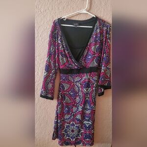 Nicole  Miller size Small Juniors dress bell sleeved dress purple black& white